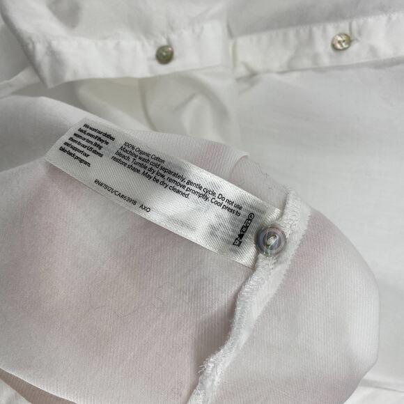 EILEEN FISHER Blouse S Organic Cotton Tunic Shirt Button Up Long Sleeve White - Picture 9 of 13